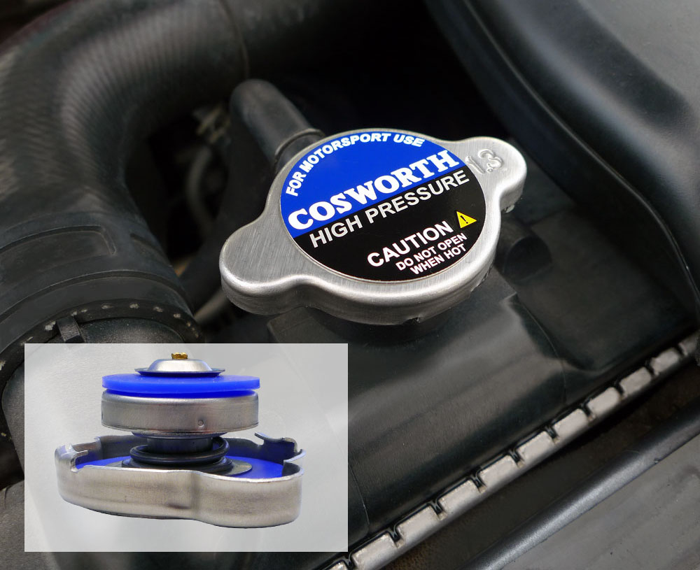 Cosworth High Pressure radiator caps designed for highly tuned engines